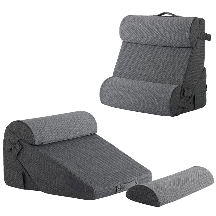 Bedluxe Adjustable 4pcs Bed Wedge Pillow Set, Memory Foam Wedge Pillows Post Surgery for Back, Neck, Leg Pain Relief, Pillow Wedge for Sleeping, Sitting up in Bed, Acid Reflux and GERD, Black