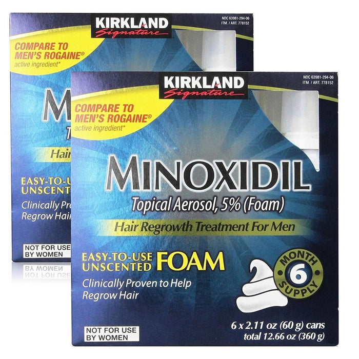 Kirkland Signature - 5% Minoxidil for Men Hair Growth Treatment Unscented Topical Foam Aerosol - 12 Month Supply ,Kirkland-w3w3