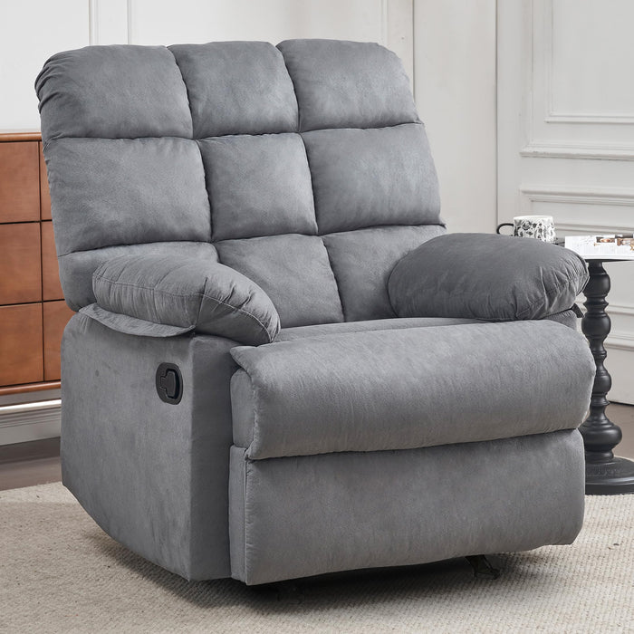 Ketaiyou Rocker Recliner Chair, Overstuffed Manual Rocking Recliner for Adults, Upholstered Comfy Soft Fabric Living Room Reclining Sofa Chair(Gray)