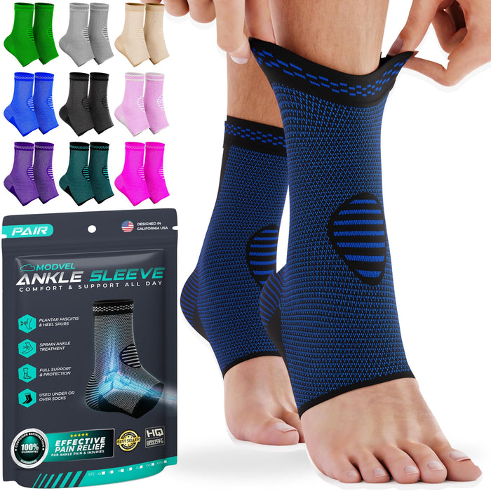 Modvel Foot & Ankle Brace Socks for Sprained Ankle Compression Sleeve - Ankle Support for Women & Men - Tendonitis & Arthritis Ankle Brace Sports Running, Torn Ligaments & Women Stabilizing Ankle Wrap