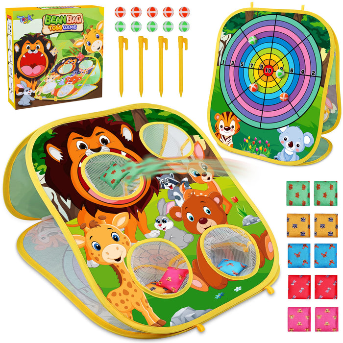 Retros Market Animal Bean Bag Toss Game Toy Outdoor Toss Game, Family Party Party Supplies for Kids, Gift for Boys Birthday or Christmas for Toddlers Ages 3 4 5 6 Year Old