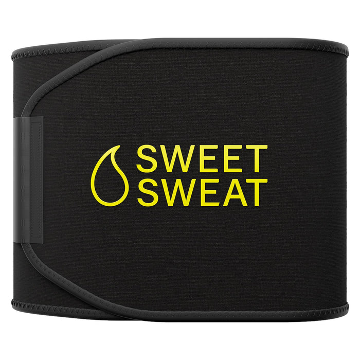 Sports Research Sweet Sweat Waist Trimmer (Core Series) - Premium Sweat Enhancing Fitness Band for Women & Men - Adjustable Fit · Latex-Free Neoprene - Yellow Logo, Medium