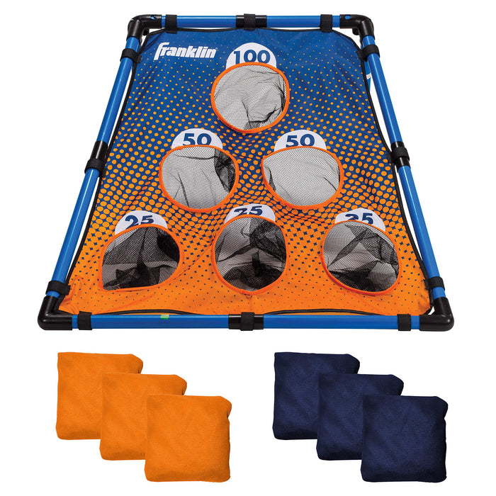 Retros Market 6 Hole Bean Bag Toss - Indoor + Outdoor Bean Bag Toss Set with (6) Bags Included - Bean Bag Toss for Kids + Adults