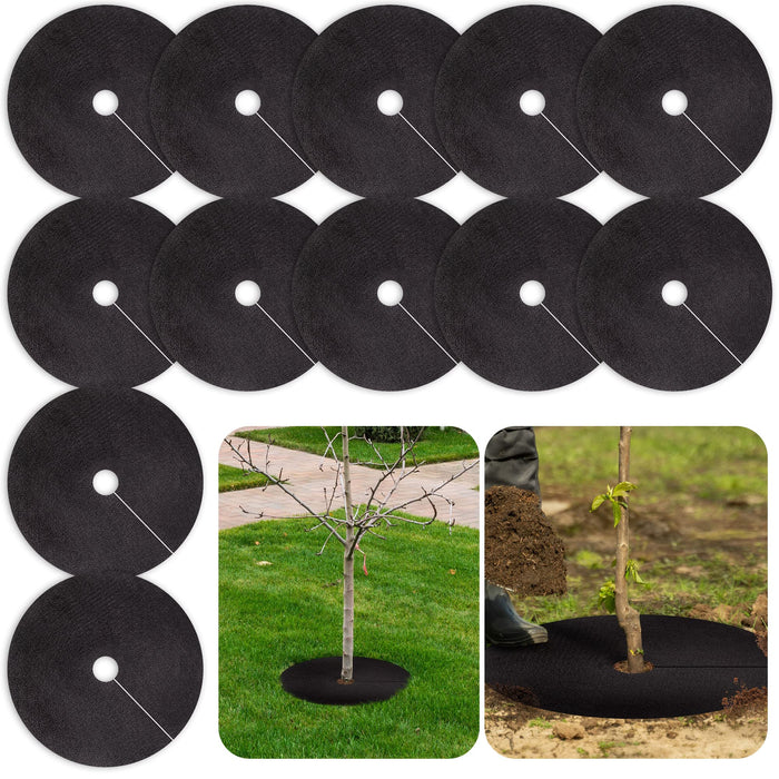UCandy Pack 12 Non-Woven Tree Mulch Ring, 20.47 Inch Weed Barrier mat,Degradable Tree Mulch Used to inhibit Weed Growth and Landscape Weed Control Plant Root Protection