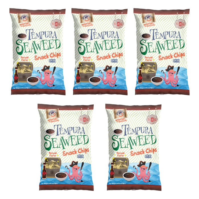 Japanese Tempura Seaweed Chips – Teriyaki Flavor | 0.95oz x 5 Pack | Made in Japan by Swashbuckle Snacks