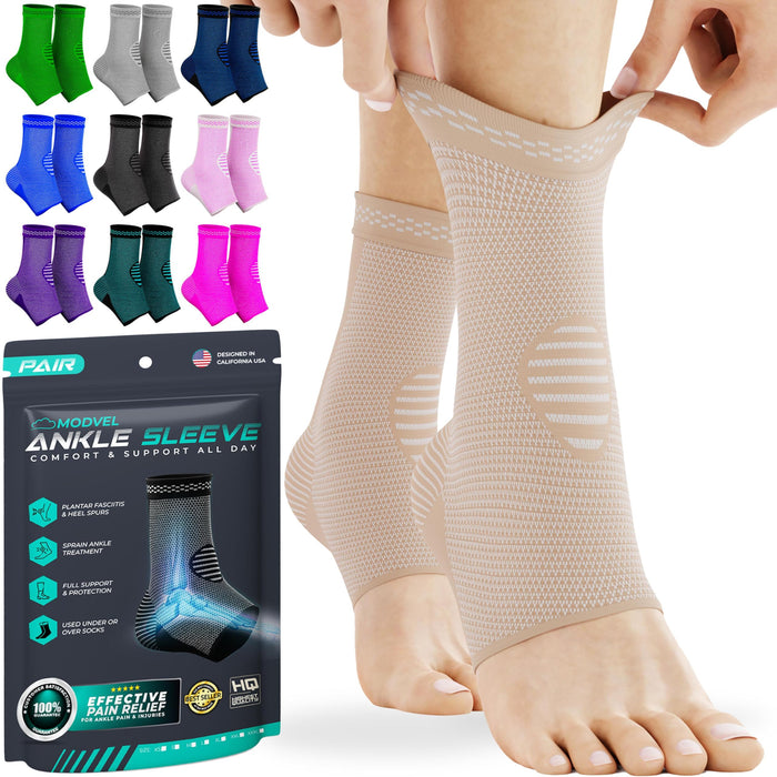 Modvel Foot & Ankle Brace Socks for Sprained Ankle Compression Sleeve - Ankle Support for Women & Men - Tendonitis & Arthritis Ankle Brace Sports Running, Torn Ligaments & Women Stabilizing Ankle Wrap