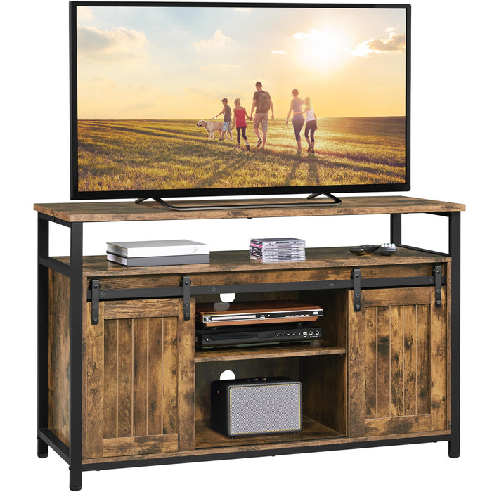 Yaheetech TV Stand, Entertainment Center with Storage Cabinets for 55 Inches TV, Barn Door TV Stand with Height Adjustable Shelves, Farmhouse TV Console for Living Room, 47 Inch