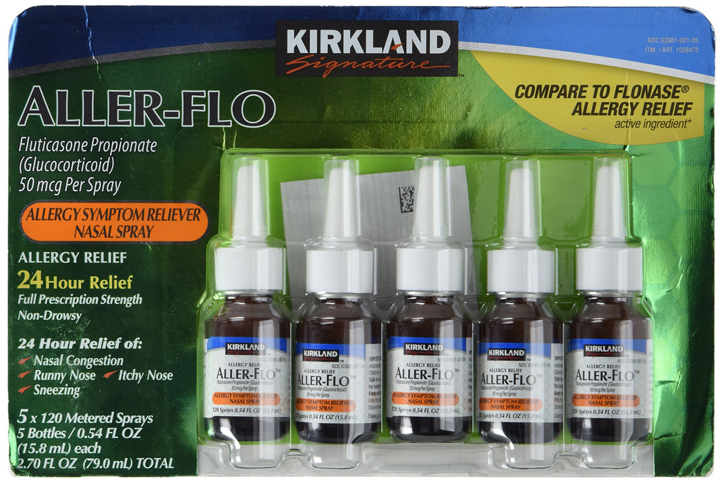 KIRKLAND SIGNATURE Kirkland Aller-Flo Fluticasone Propionate (Glucorticoid), 0.54 Fl Oz. (Pack of 5)
