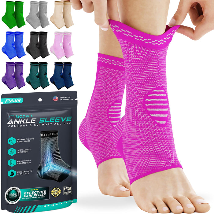 Modvel Foot & Ankle Brace Socks for Sprained Ankle Compression Sleeve - Ankle Support for Women & Men - Tendonitis & Arthritis Ankle Brace Sports Running, Torn Ligaments & Women Stabilizing Ankle Wrap