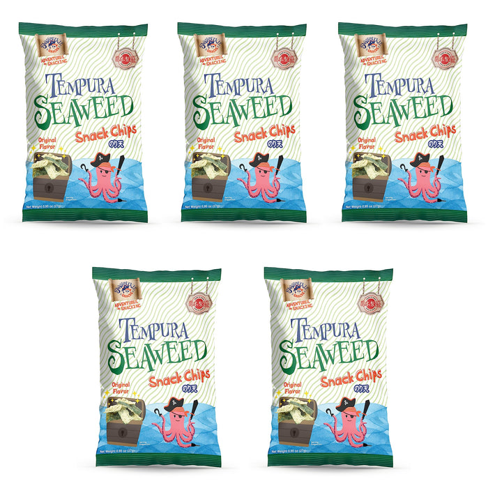 Swashbuckle Snacks Crispy Tempura Seaweed Snack Chips Original Flavor 0.95oz (27g) - 5pack, Made in Japan, Otsumami