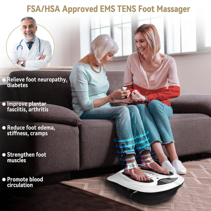 FIT KING Neuropathy Pain Relief for Feet Massager, EMS Foot Massager for Neuropathy with TENS Pads,Foot Circulation Stimulator for Plantar Fasciitis, Diabetes Foot Pain Relief (FSA HSA Approved)