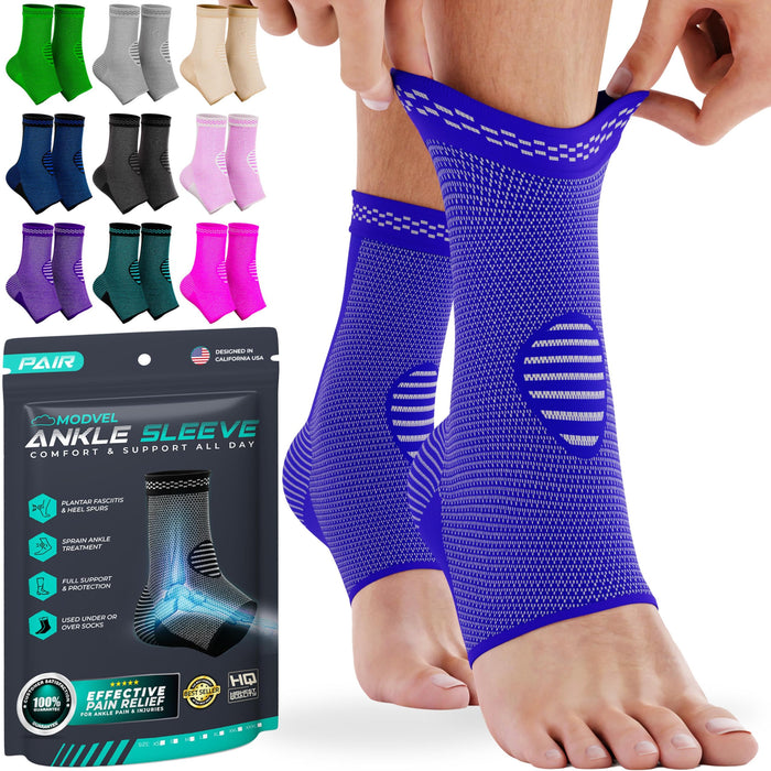 Modvel Foot & Ankle Brace Socks for Sprained Ankle Compression Sleeve - Ankle Support for Women & Men - Tendonitis & Arthritis Ankle Brace Sports Running, Torn Ligaments & Women Stabilizing Ankle Wrap