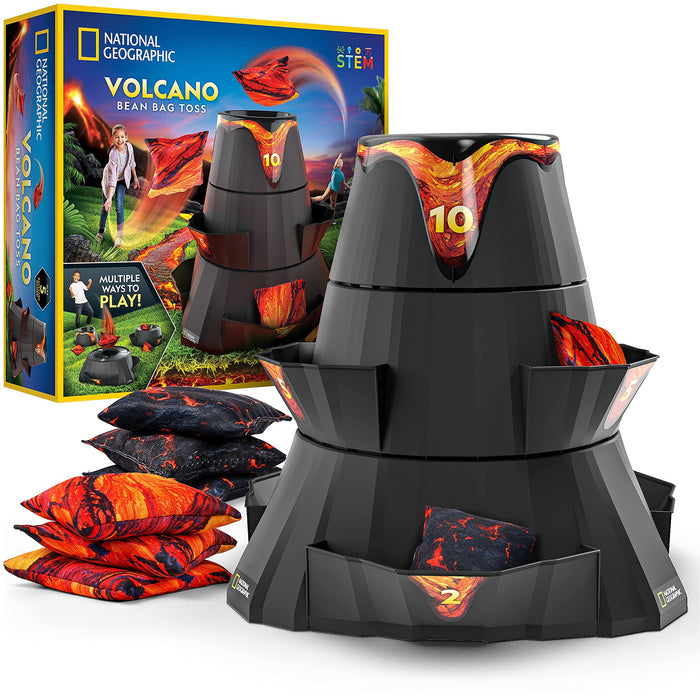 Retros Market NATIONAL GEOGRAPHIC Volcano Bean Bag Toss Backyard Game Set - 5 Games, Bean Bags for Tossing, Yard Games for Kids, Outdoor Games, Patio Games (Amazon Exclusive)