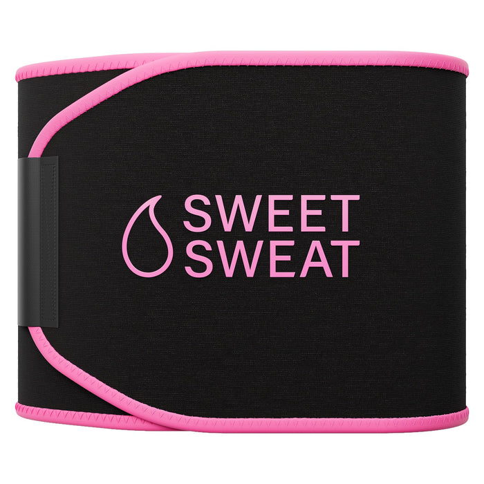 Sports Research Sweet Sweat Waist Trimmer (Core Series) - Premium Sweat Enhancing Fitness Band for Women & Men - Adjustable Fit · Latex-Free Neoprene - Pink Logo, Large