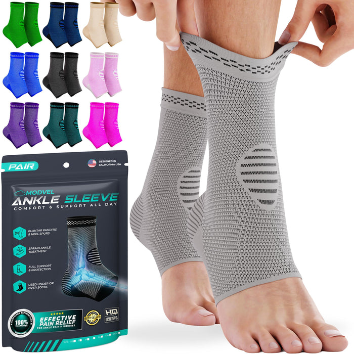 Modvel Foot & Ankle Brace Socks for Sprained Ankle Compression Sleeve - Ankle Support for Women & Men - Tendonitis & Arthritis Ankle Brace Sports Running, Torn Ligaments & Women Stabilizing Ankle Wrap