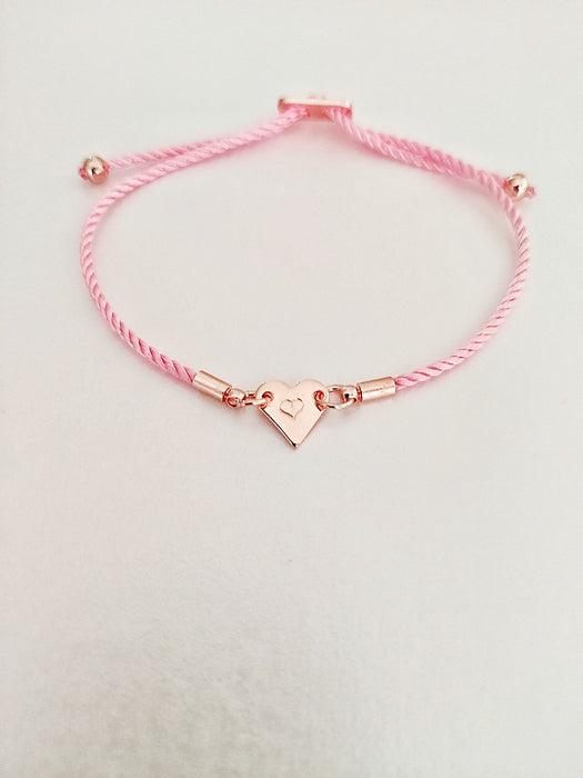Heart lovers gift, personalised initial bracelet, Birthday gifts for her, mother's day gift, couples initial bracelet, bracelet for women 1 Heart With Initials PINK