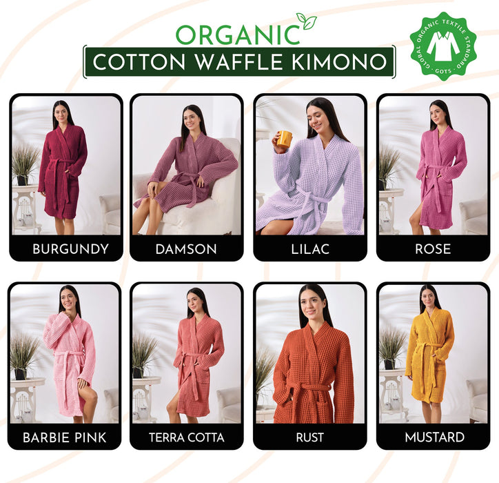 Organic Cotton Unisex Waffle Robe, Pure Cotton Bathrobe, Waffle Robe Bridesmaid, %100 Turkish Handmade Robe(RUST,L US Women's letter)