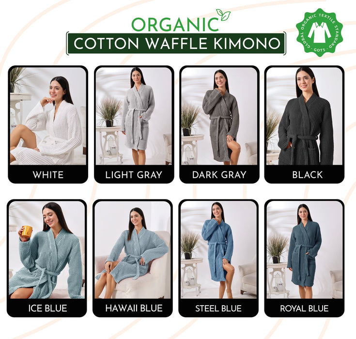 Organic Cotton Unisex Waffle Robe, Pure Cotton Bathrobe, Waffle Robe Bridesmaid, %100 Turkish Handmade Robe(BLACK-XL US Women's letter)