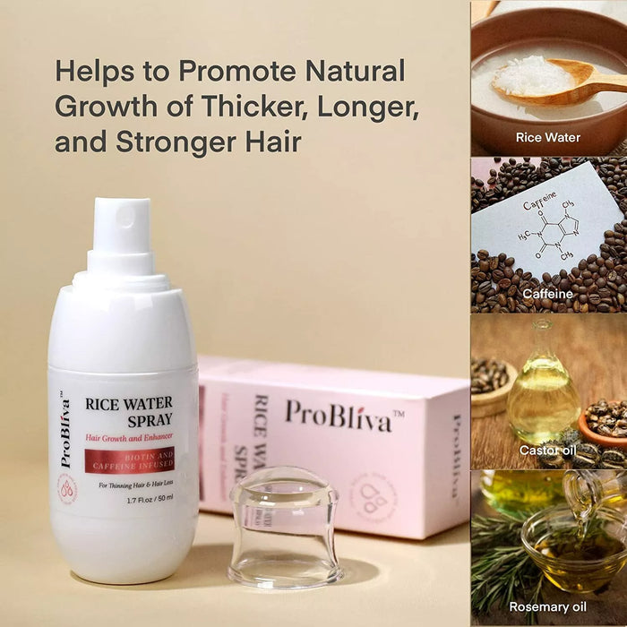 ProBliva Hair Growth Treatment Based on Rice Water, Biotin Caffeine, Castor Oil Infused