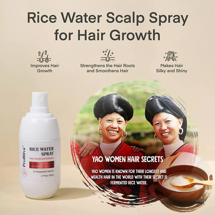 ProBliva Hair Growth Treatment Based on Rice Water, Biotin Caffeine, Castor Oil Infused